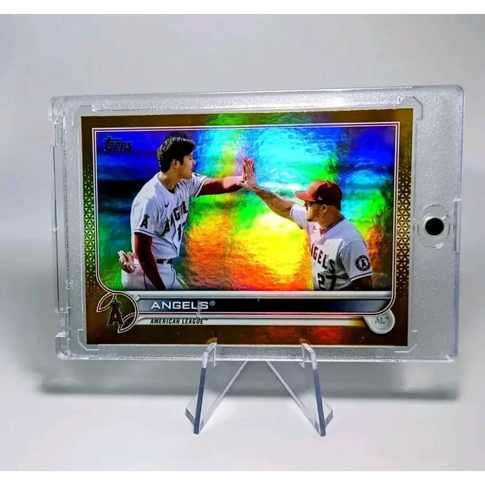 Shohei Ohtani & Mike Trout #159 Topps Angels American League Gold REFRACTOR 2022